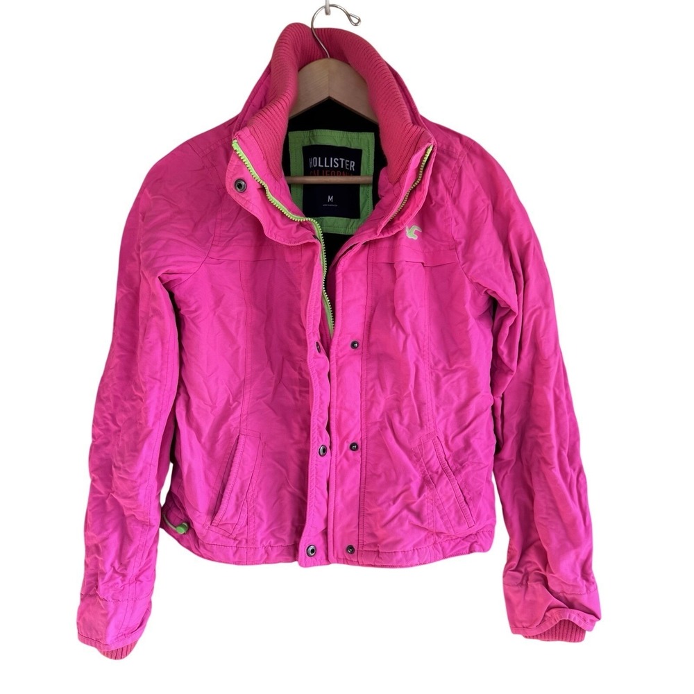 Hollister Jacket Hot Pink Neon Green Medium Winter Bright Neon Color Ski Barbie